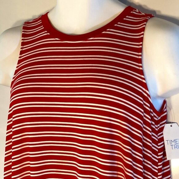 Time and Tru NWT SZ M  (8-10) red & white stripe tank dress comfy - Picture 4 of 10